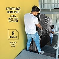 Vista 3 de Bolsas de colchón para mudanza con 8 asas, tamaño Twin XL, bolsa de colchón extra gruesa para mudanzas, bolsa de almacenamiento de colchón