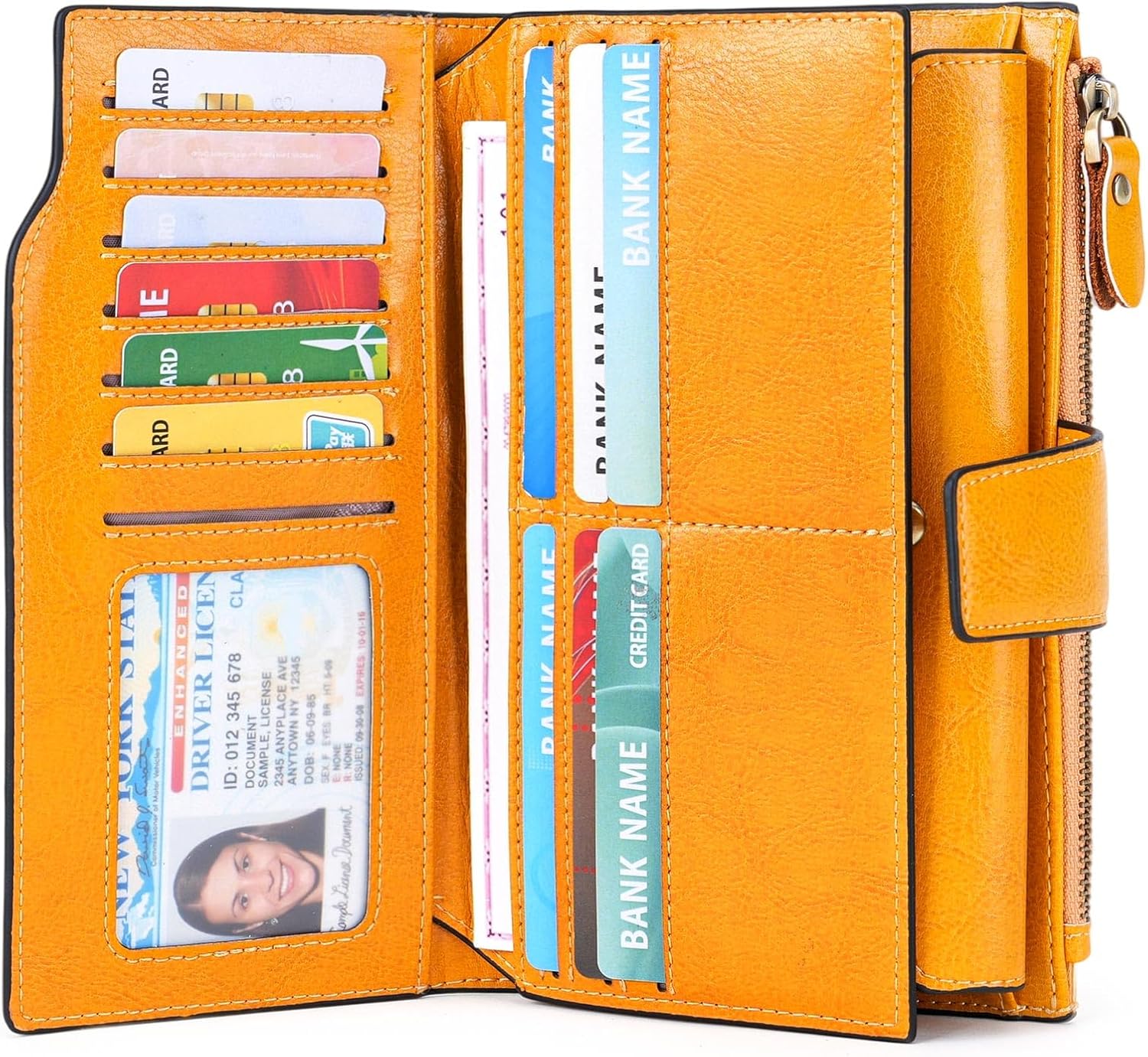 SENDEFN Women Leather Wallets RFID Blocking Clutch Card Holder Ladies Purse with Zipper Pocket - Image 2