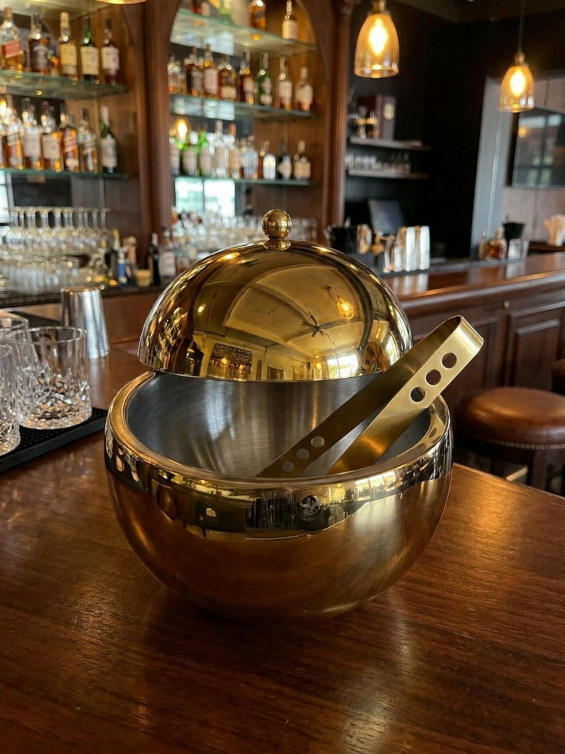 Golden Atlas Ice Bucket with Tongs | Premium Ice Bucket with Matching Tongs for Ice Storage, Home Bar, Parties & Beverage Serving-image-30