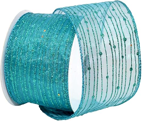 Morex Ribbon Cinta centelleante, 1.5" x 10 yardas, turquesa