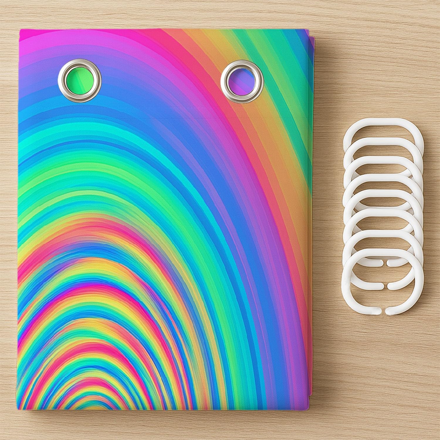 Generico Fantasia Tenda Da Doccia Luminoso Illusione ottica Multicolore, Tenda Da Doccia Per Bagno, Vasca Da Bagno, Tenda In Poliestere Impermeabile Con Ganci In Plastica, 180 x 200 cm