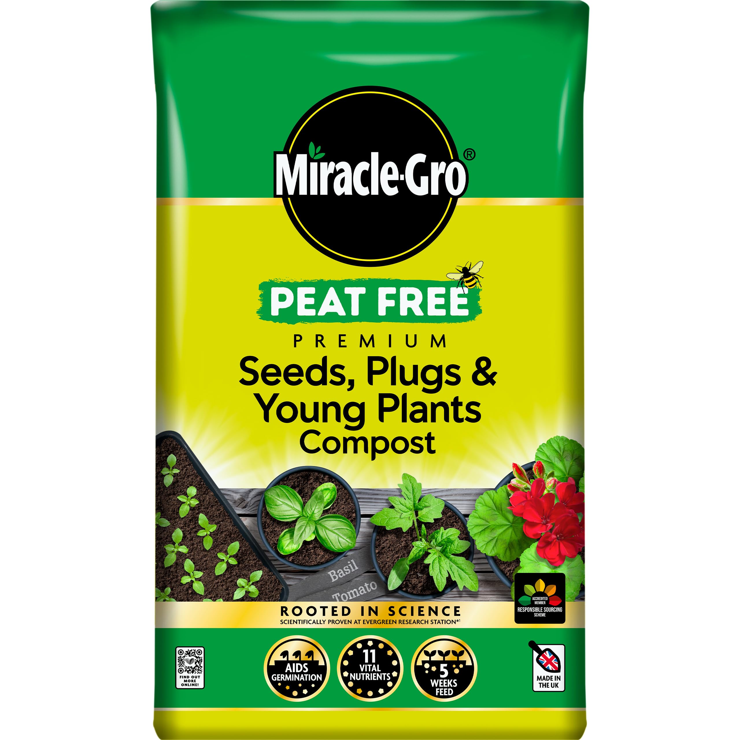 Miracle-Gro PEAT FREE Premium Seeds, Plugs & Young Plants Compost, 20 litre