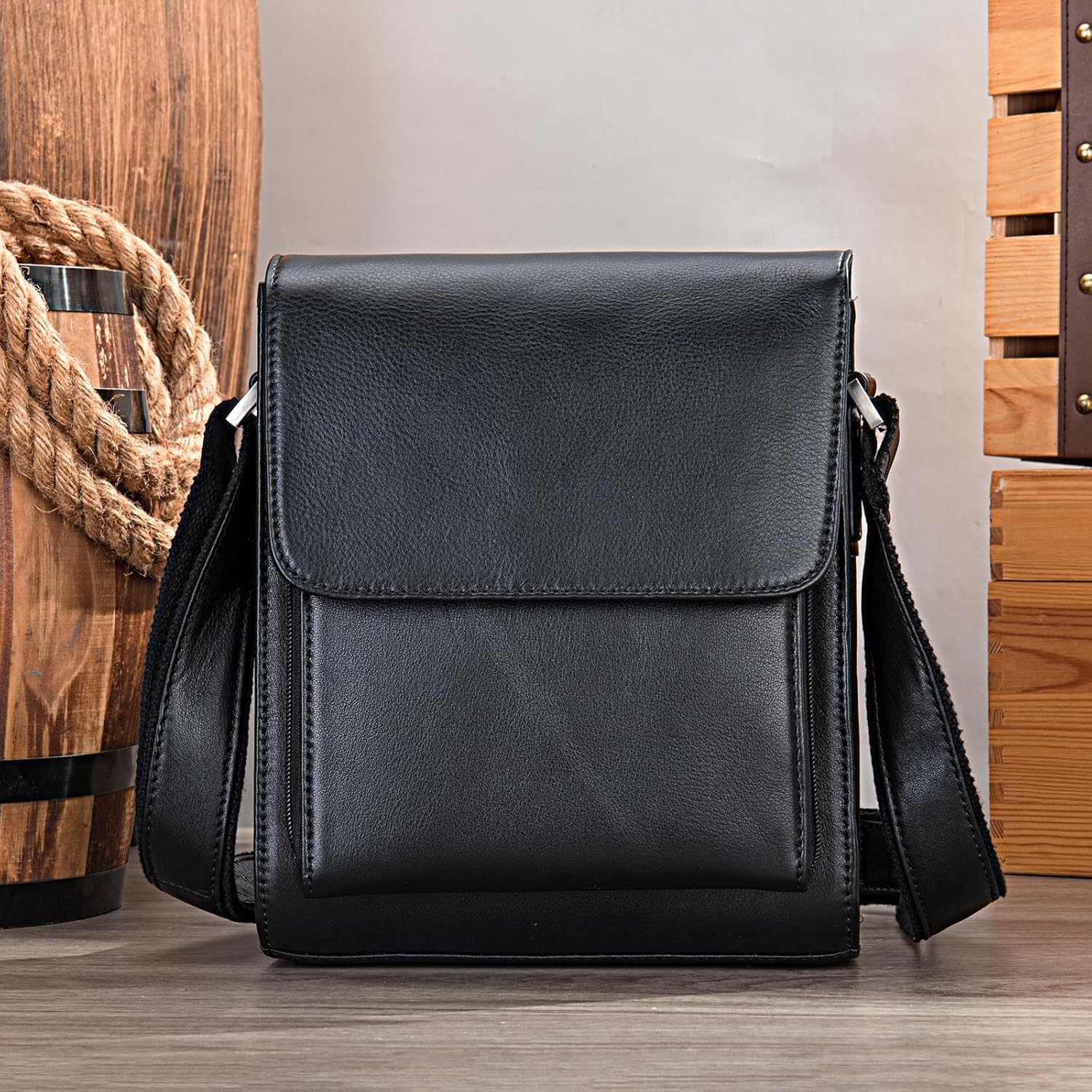 Genuine Leather Messenger Bags Mens Shoulder Crossbody purse Work Business Vintage lager Capacity - Image 3