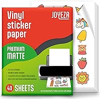 Vista 1 de JOYEZA - Papel adhesivo de vinilo imprimible de calidad premium para impresora de inyección de tinta - 40 hojas de color blanco mate impermeables