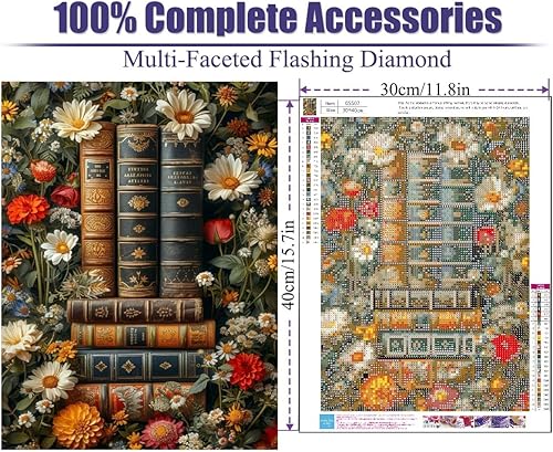 Miniatura 8 de Libros de arte de diamantes para adultos, pintura de diamantes 5D con flores para adultos, kit de pintura de gemas para pared, decoración del hogar,