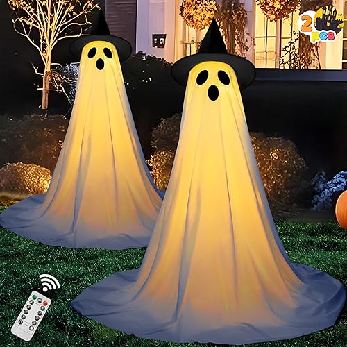JOYIN 2 Packs 47'' Halloween Decorations Outdoor Standing Ghost, Light