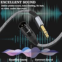 Vista 6 de Cable adaptador TRS a XLR macho de 1/4 de pulgada, enchufe TRS equilibrado de 0.250 in a macho XLR de 3 pines, cable de micrófono TRS macho de un