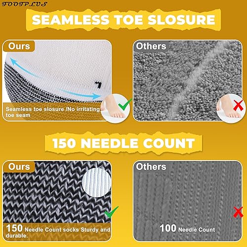 Vista 5 de FOOTPLUS Calcetines de compresión de cobre, unisex, acolchados, con soporte de arco atlético, tobillotripulación, calcetines de senderismo