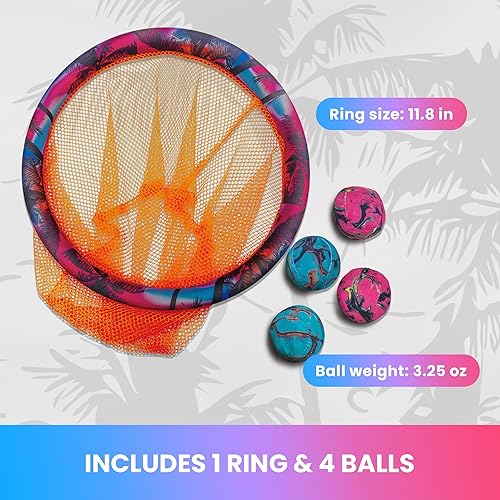 Miniatura 6 de Waboba Juego de lanzamiento de juguete para piscina para dunk o buceo, red de anillo flotante y juego de pelota de buceo, para piscinas, juguetes de