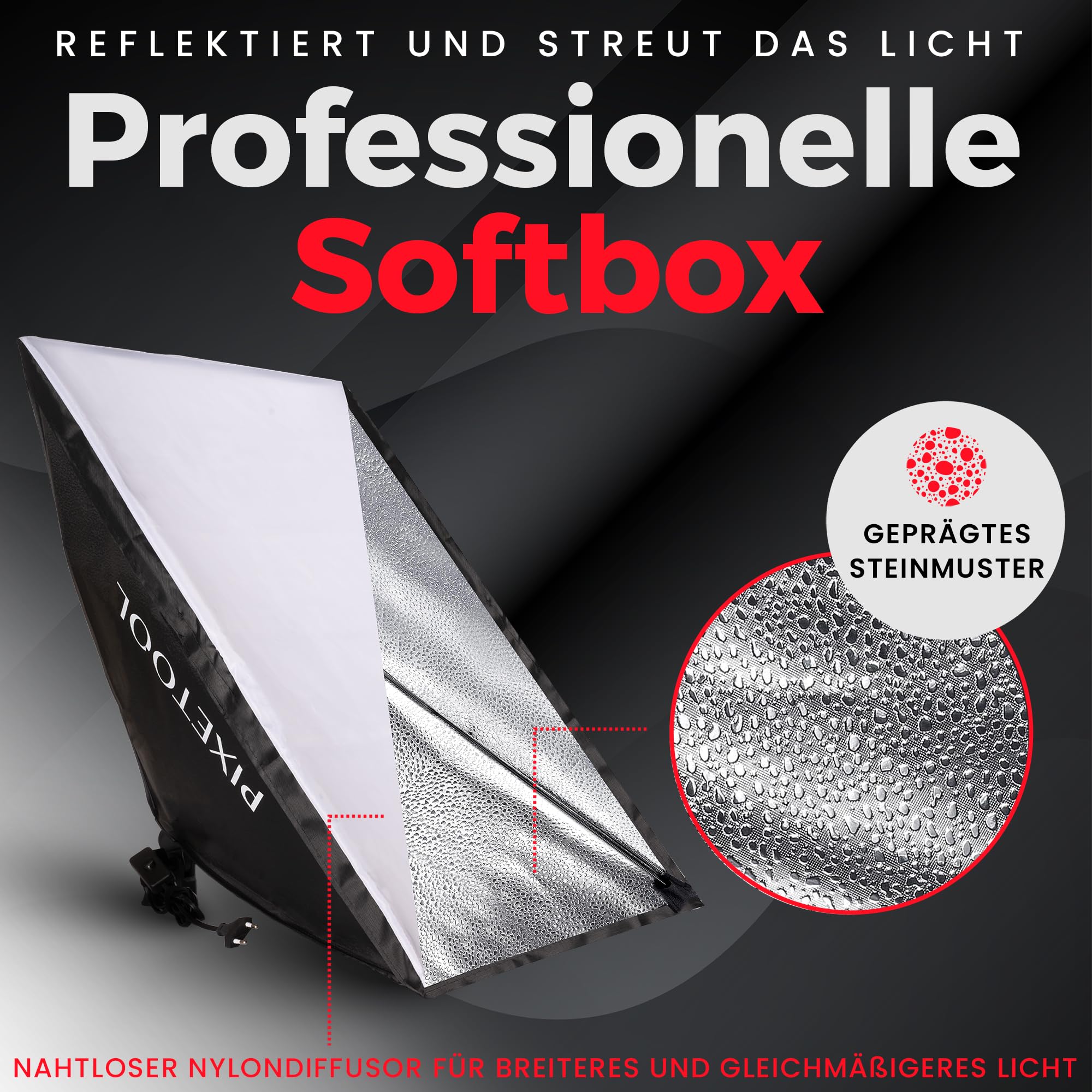 Fotostudio Set – 2 Softbox 70 x 50 cm, 2 Durchlichtschirm, 2 LED Lampen 4800 Lumen 3000-6000K Licht – Softboxen - Fotolicht Videolicht Fotolampe – Light Streaming Video Fotografie Studiolicht