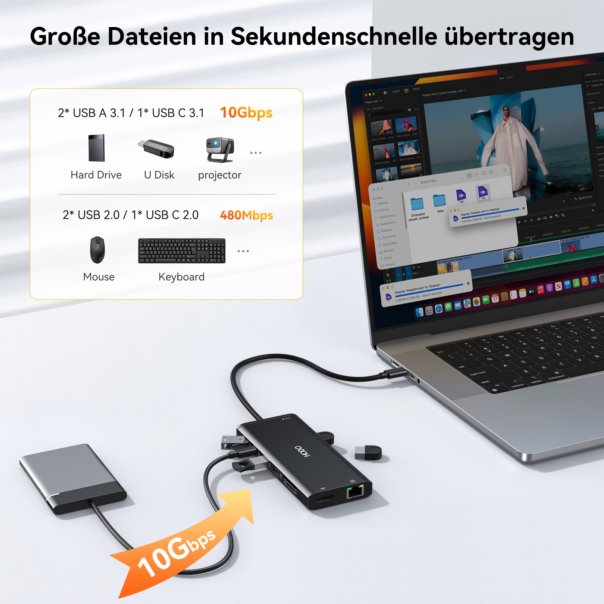Docking station laptop 2 monitor, docking station 14 in 1 triplo display | Adattatore hub USB C con due HDMI, DisplayPort, Ethernet, PD, 10 Gbps USB C/A, slot per schede SD TF, audio