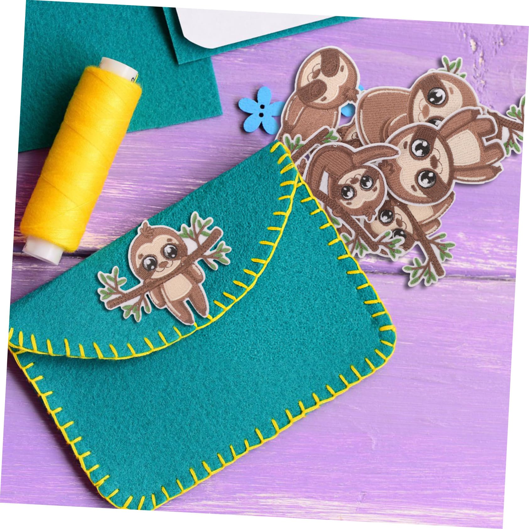 Lurrose 32pezzi Toppe Termoadesive Per Abbigliamento Appliqué Cartoon Simpatici Bradipi Adatte Per Riparazioni e Decorazioni Su e