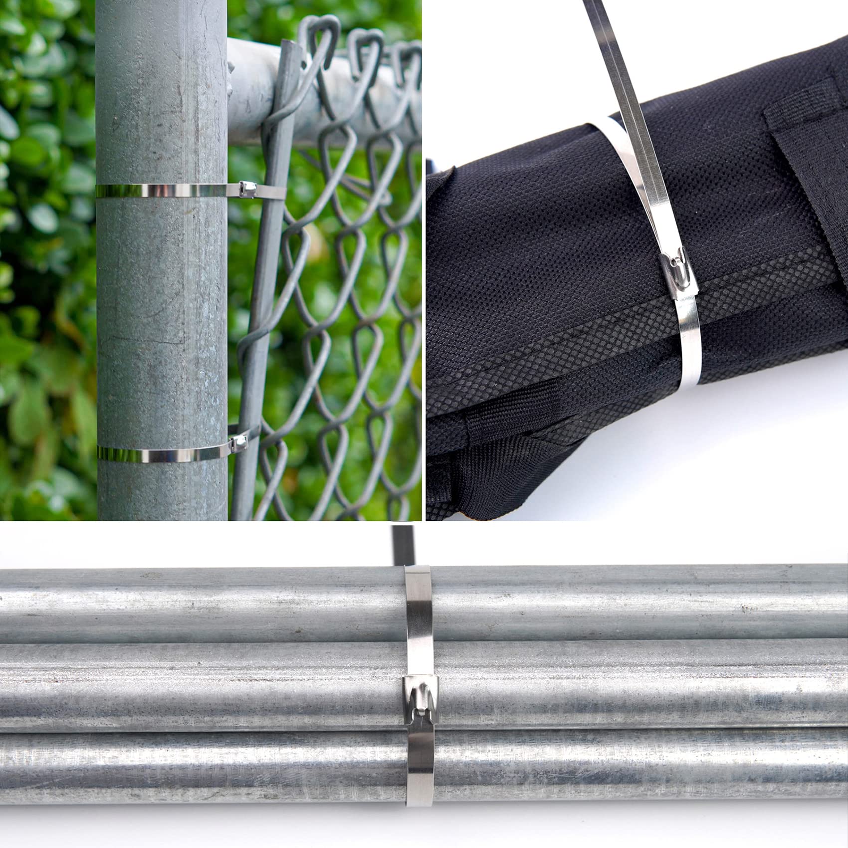 Metalowe opaski na zamek błyskawiczny, 30 szt., 102 cm, bardzo długie, wytrzymałe, samozaciskowe opaski kablowe ze stali nierdzewnej 304, wytrzymałość na rozciąganie, odporność na wysoką temperaturę,