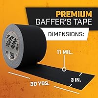 Vista 8 de Lockport Cinta negra Gaffers de 3 pulgadas x 30 yardas, paquete de 4 cintas negras profesionales, sin residuos, resistente al agua, no reflectante