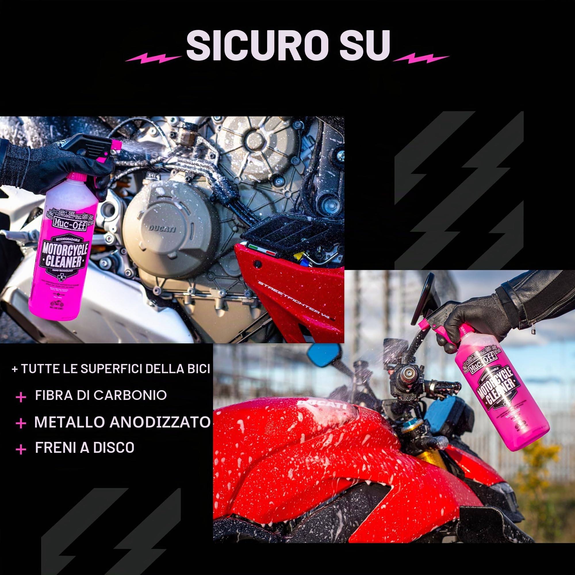 Muc-Off Nano-Tech Motorcycle Cleaner, 5 l - Spray Detergente Moto Biodegradabile ad Azione Rapida - Prodotto Pulizia Moto Sicuro su Tutte le Superfici e Adatto a Tutti i Tipi di Moto