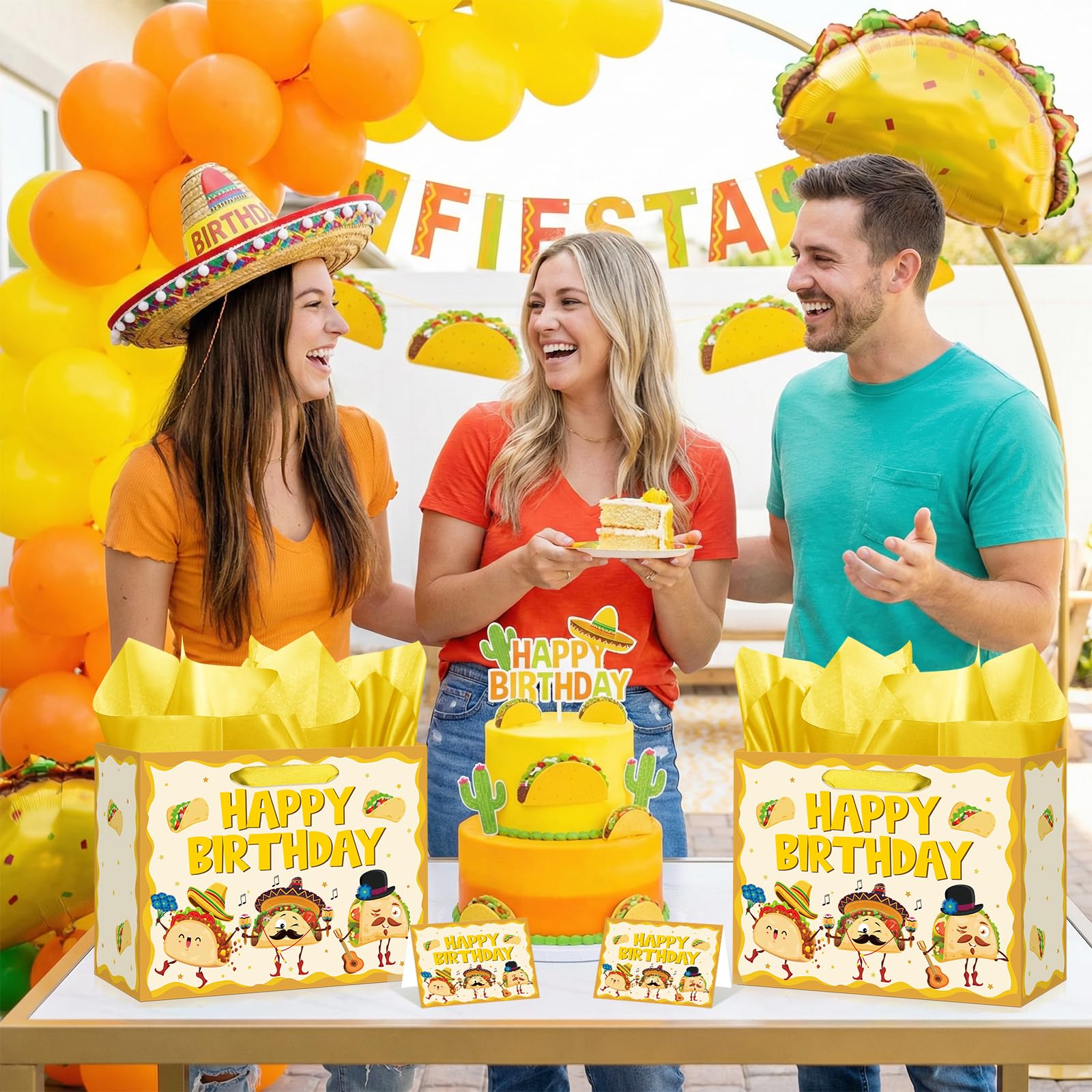 Funny Taco Birthday Gift Bag Cute Mexican Fiesta Birthday Wrapping Paper Gift Bag with Card and Tissue Paper for Kids Adults Taco Bout a Baby Baby Shower Bday Cinco de Mayo Celebration