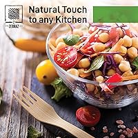 Vista 4 de 2ZEBRAZ - Juego de cubiertos de bambú – 100 utensilios desechables (50 tenedores, 25 cuchillos, 25 cucharas) Cubiertos suaves reutilizables