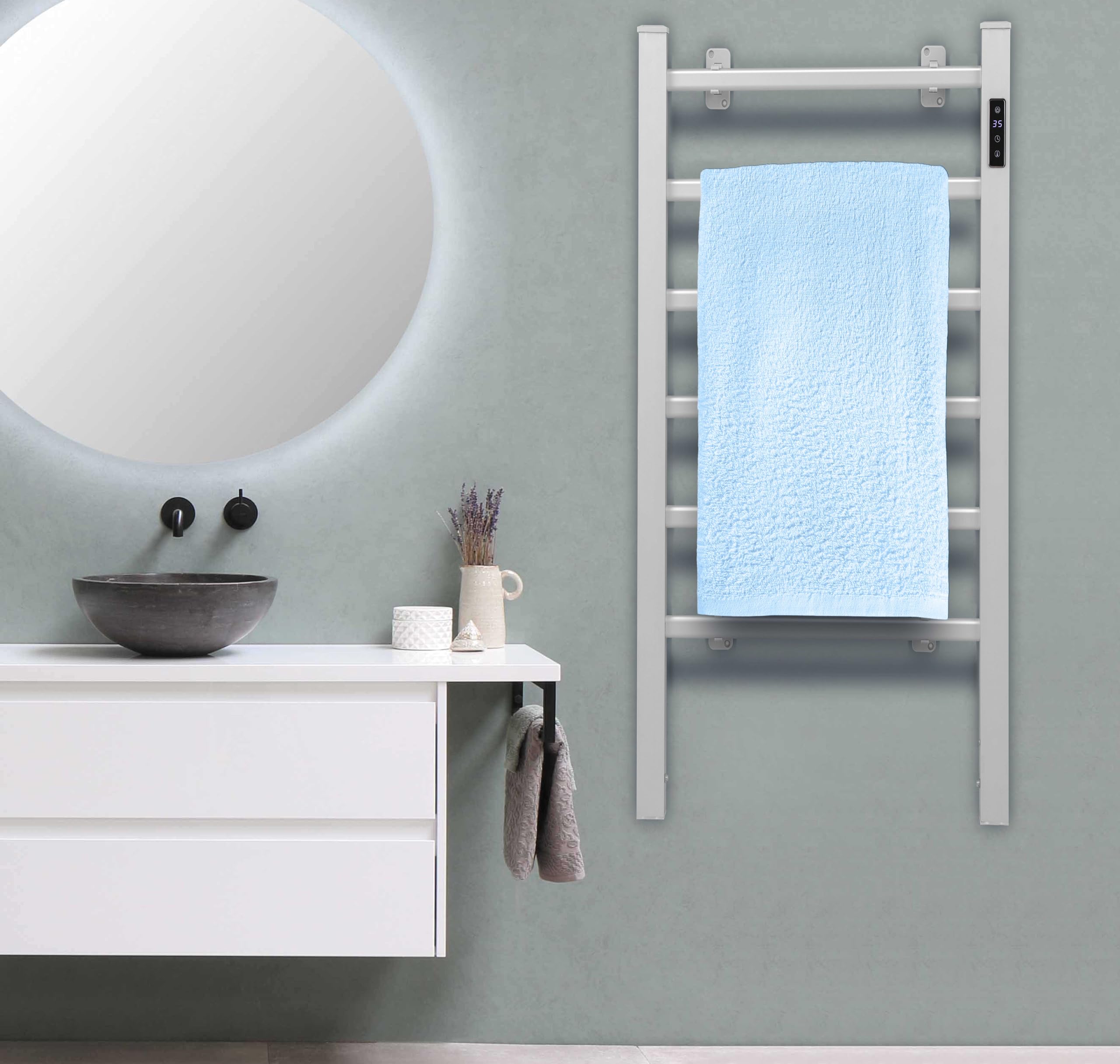 LIFEZEAL Scaldasalviette Elettrico Bagno, Termoarredo Elettrico Bagno, Termosifone Elettrico da Parete e da Terra, con Timer, LED, Protezione dal Surriscaldamento e Temperatura Costante, in Alluminio