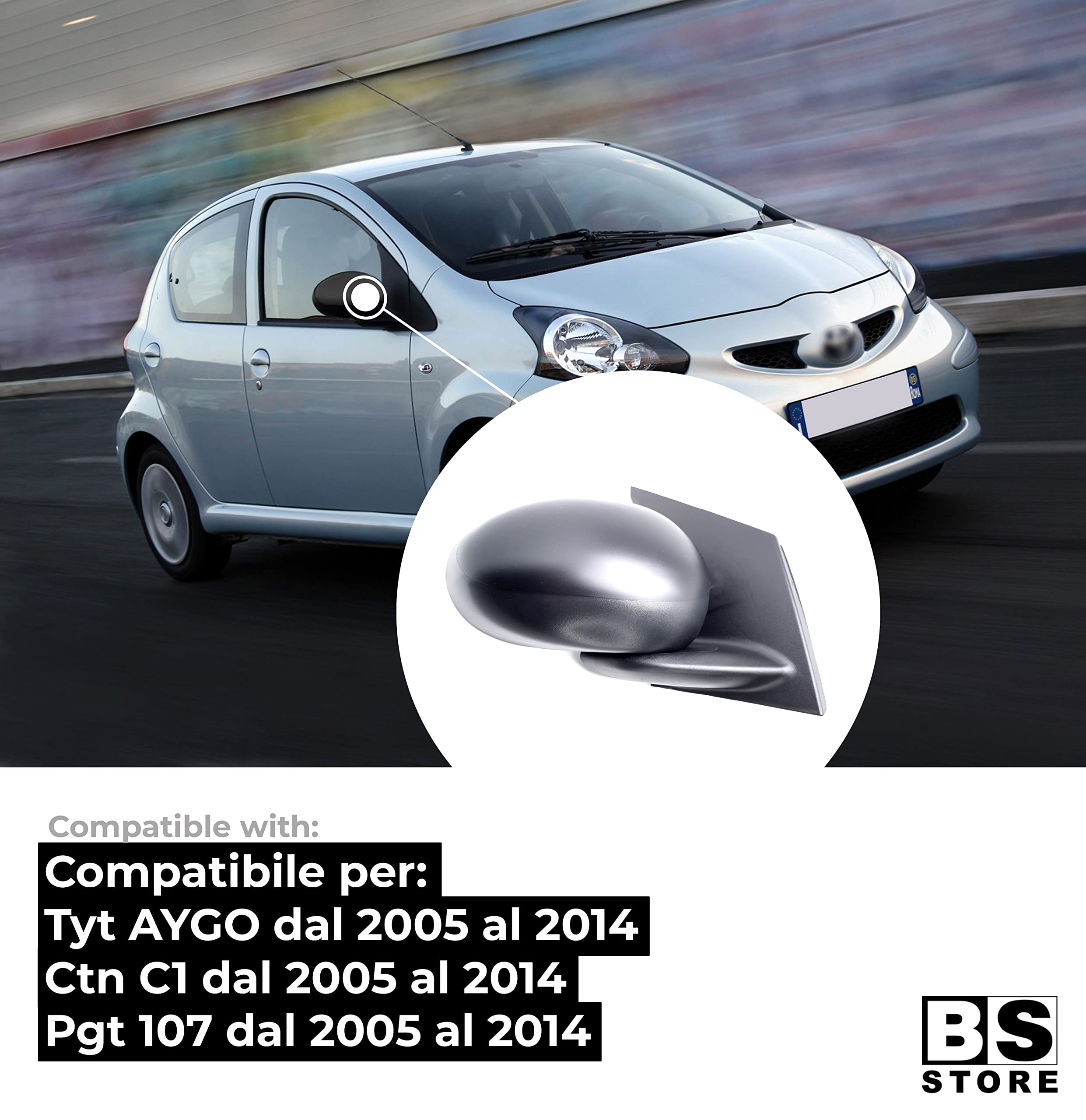 BSSTORE Exterior Mirror Black For Panda From 2012 (312, 319) With - View #6