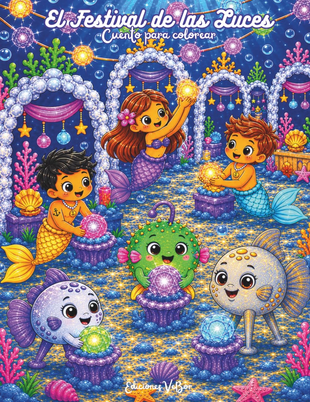 El Festival de las Luces: Cuento para colorear (Mi Libro de Sirenas y Amigos del Mar)