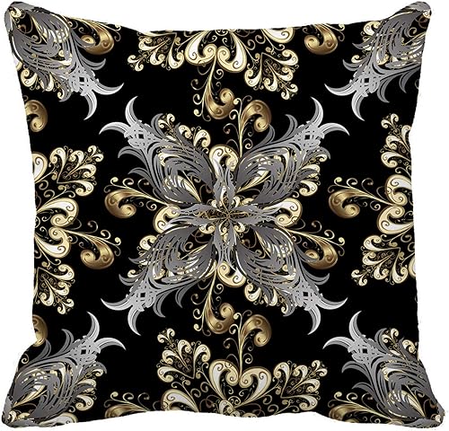 Miniatura 10 de Funda de almohada con patrón de lirio real, flor de lis, símbolo de lujo dorado, 18 x 18 pulgadas, funda de almohada cuadrada decorativa para el