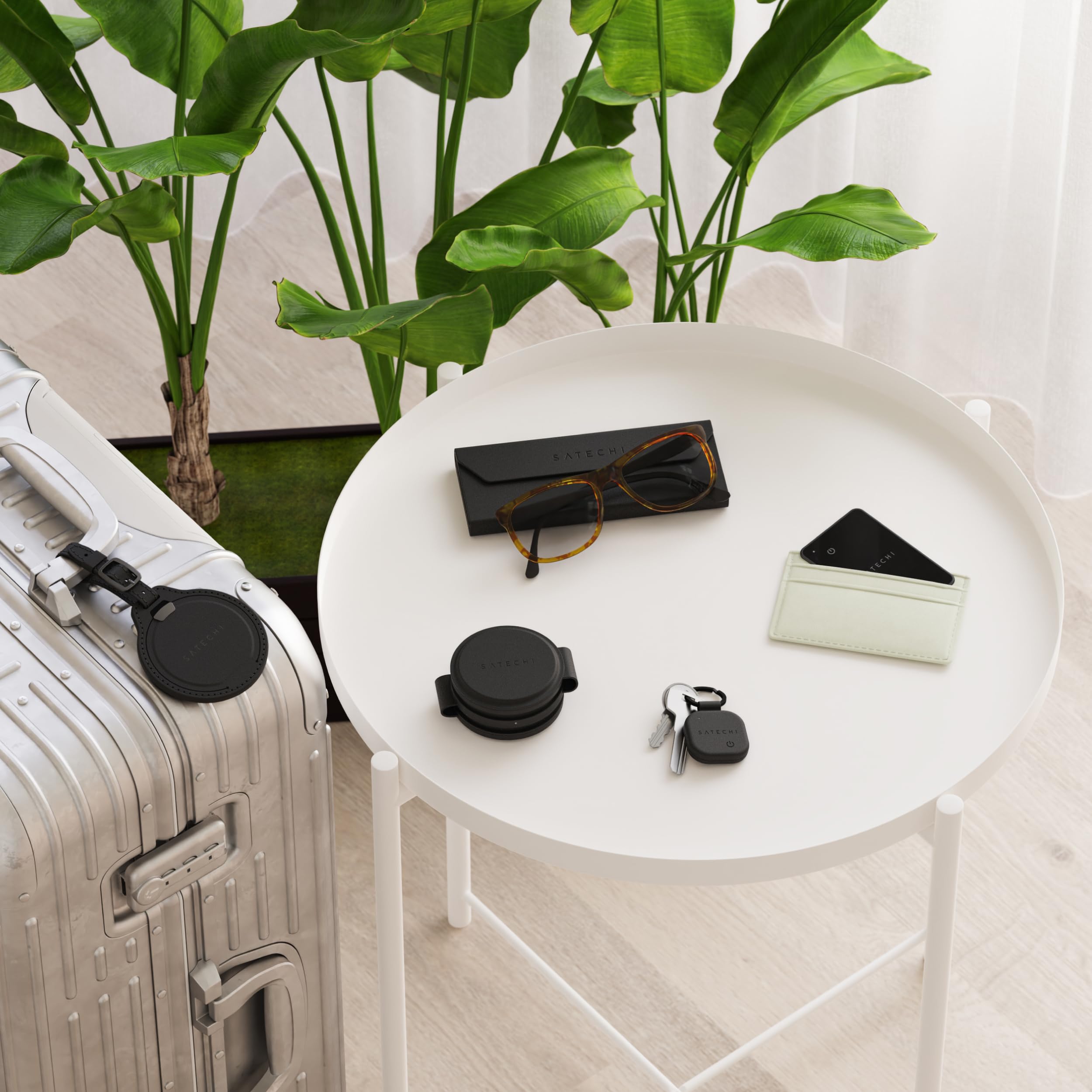 SATECHI FindAll Wallet-Kartenetui mit Find My, Tracker, Ortung, Standortverfolgung – für Geldbörsen mit Trennungsalarm, Tonsignal und kabelloser Aufladung, komp. mit iPhone, iPad & Mac – Schwarz