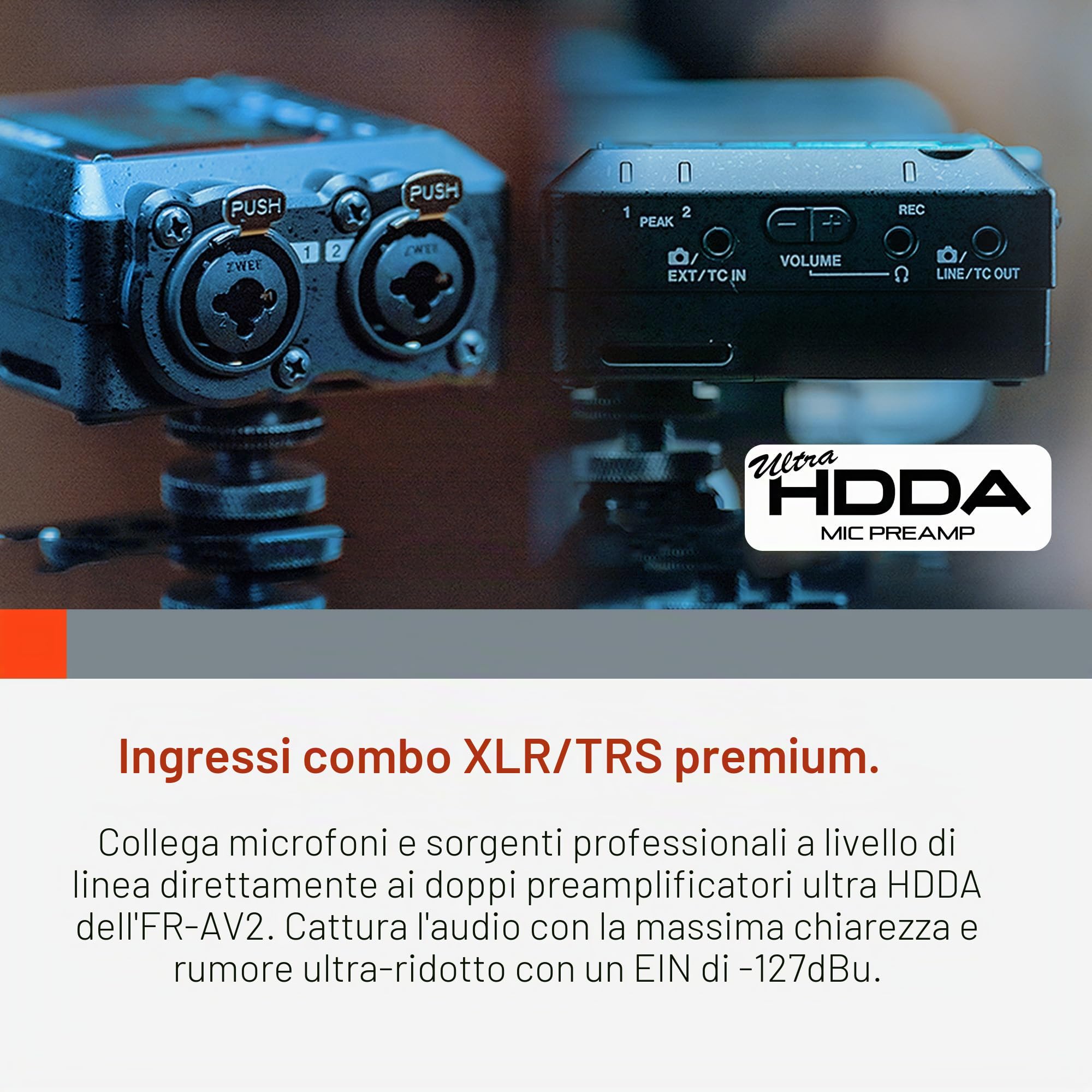 TASCAM FR-AV2 – Registratore di campo compatto a 32-bit Float e generatore di timecode con mixer
