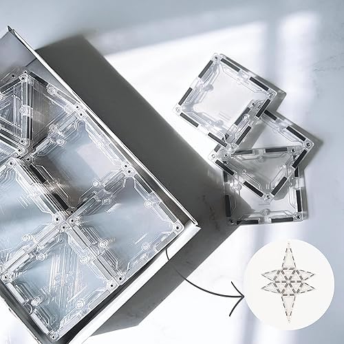 Miniatura 7 de Imagimags Azulejos magnéticos de construcción, juego de 38 piezas de cristal transparente transparente para niños y niñas, actividades educativas de