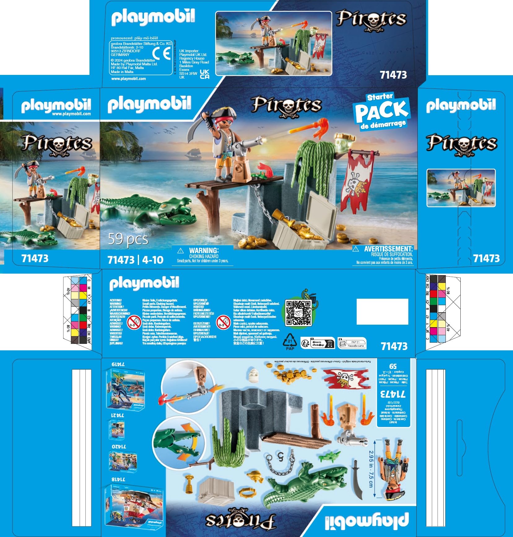Amazon.com: PLAYMOBIL Starter Pack 71473 Pirate with Alligator