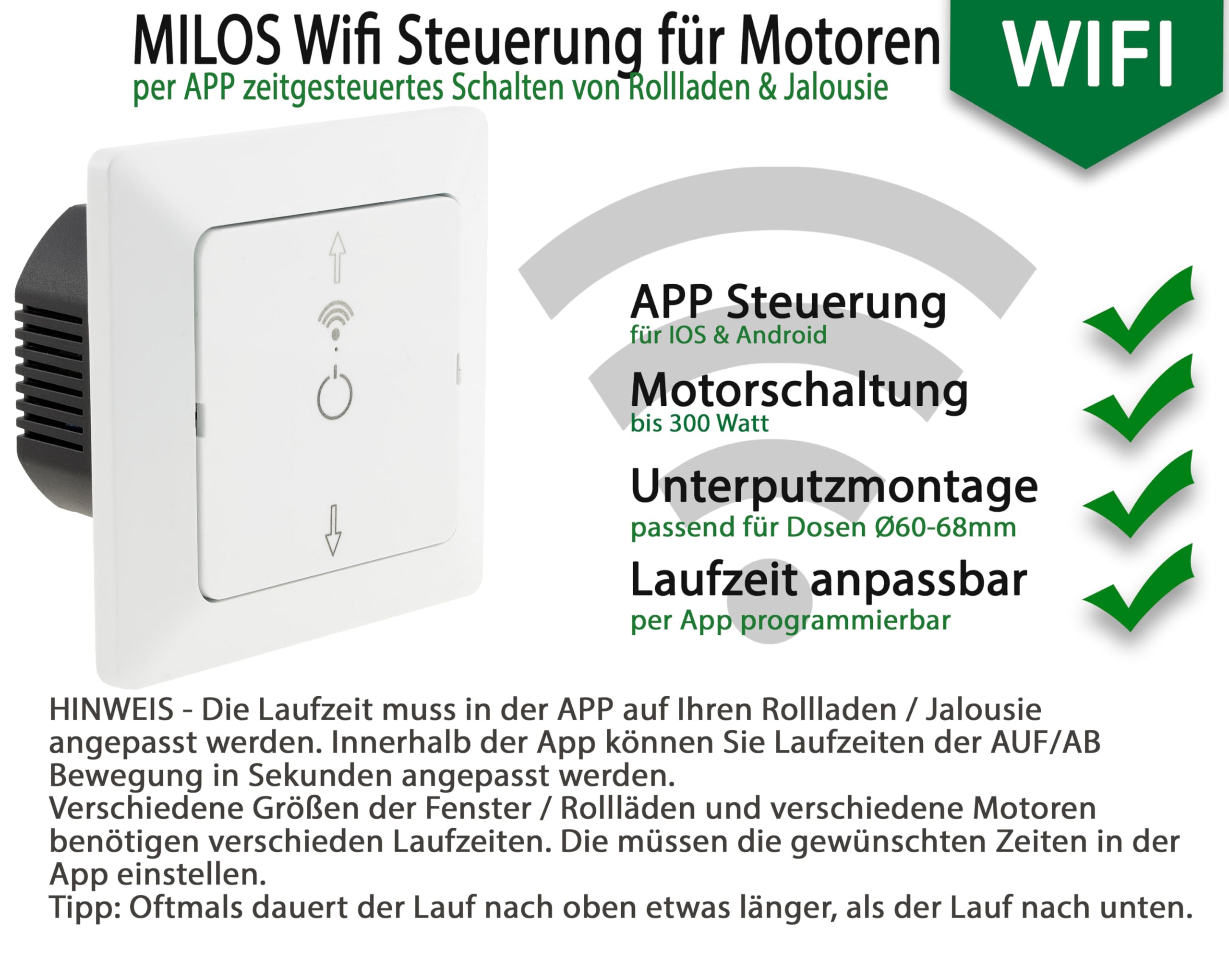 markise über wlan steuern MILOS Jalousie Rollladen Wifi Steuerung Unterputz Taster Schaltung 250V Alexa/Google Home motorische Taster-Schaltung für Rollladen Sonnenschutz Matt Weiß Baumarkt Ortlieb Seatpost-Bag 4 L ATV Wähle Deine Größe:48