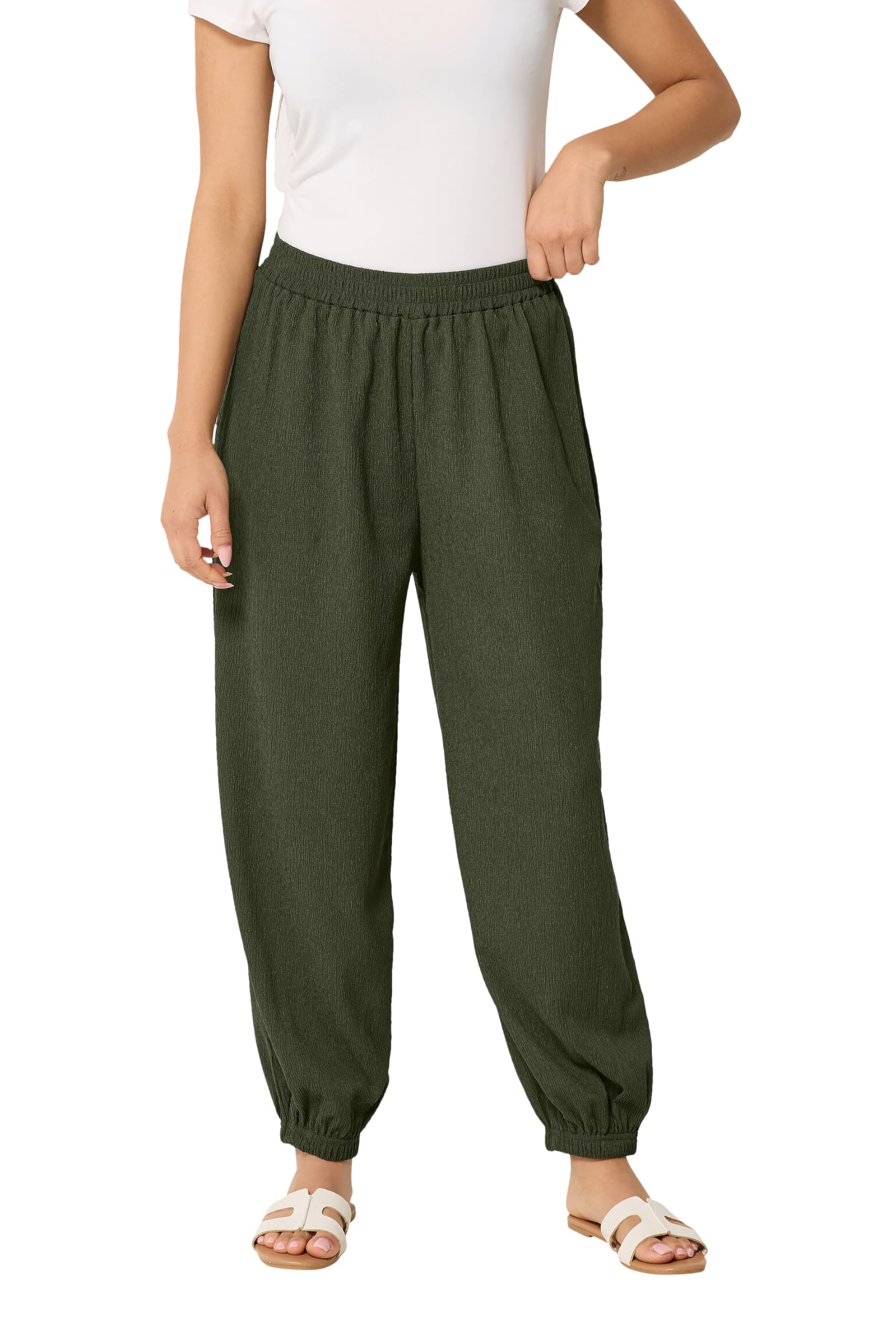 M&Co - Women's - Balloon Trousers - Size 8 - Olive