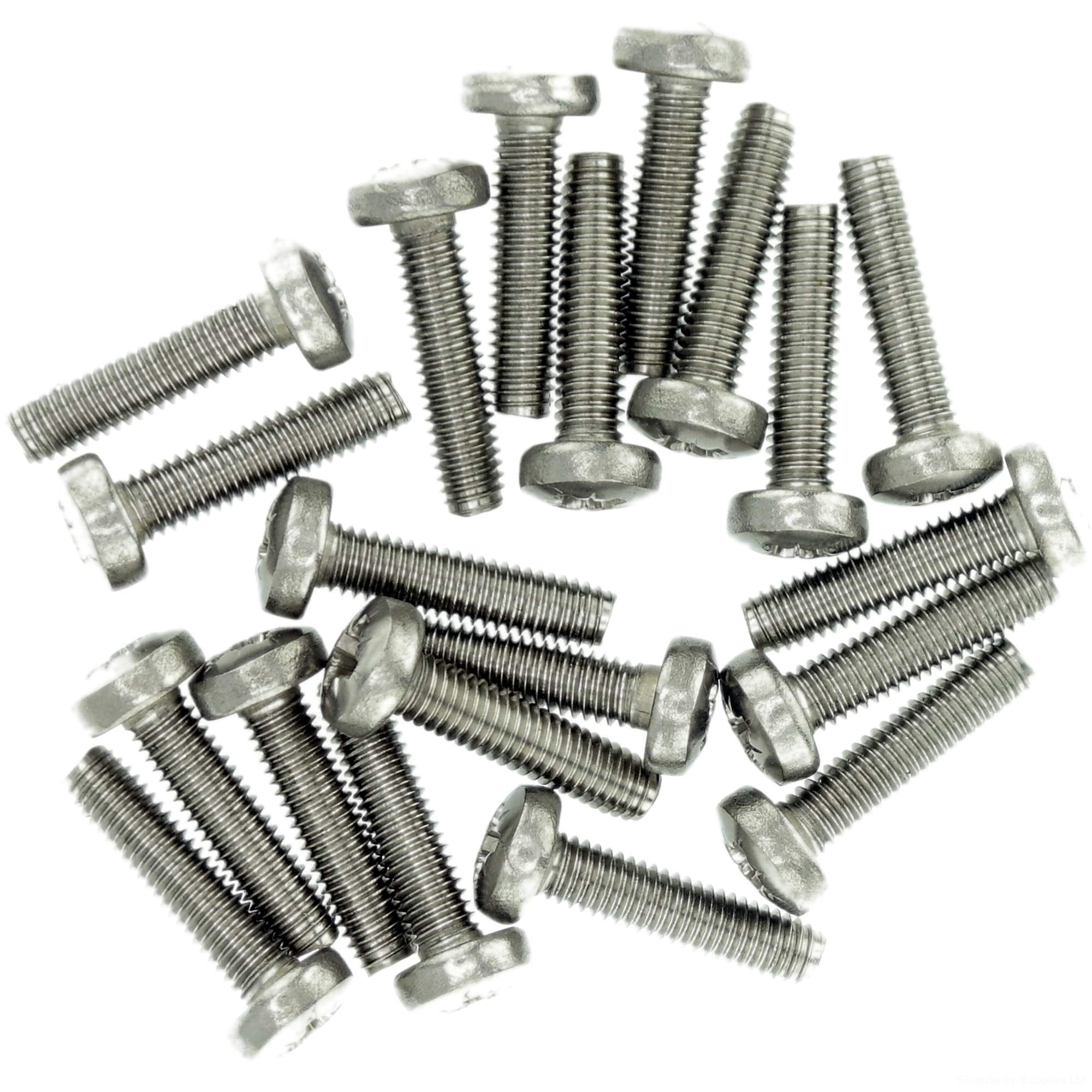 Singularity Supplies M2.5 (2.5Mm X 6Mm) Pozi Pan Thread Rolling Screw - Stainless Steel (A2) (Pack Of 20)
