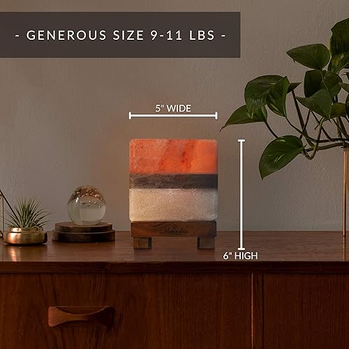 Miniatura 4 de Lámpara de roca de sal de doble iluminación - Moderno diseño cuadrado rosa blanco y gris de lámparas de sal con atenuador, brillo ajustable. Luz