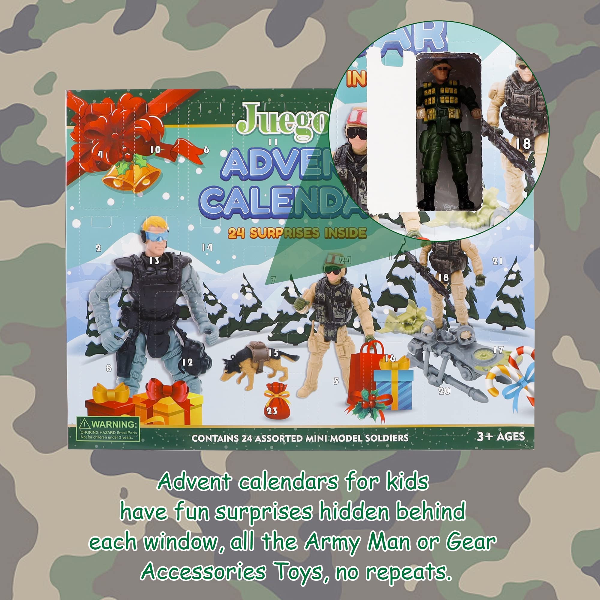 Militär Adventskalender 2025 - 24 Tage Countdown Mit 2D Ornamenten Für Weihnachtsbaum