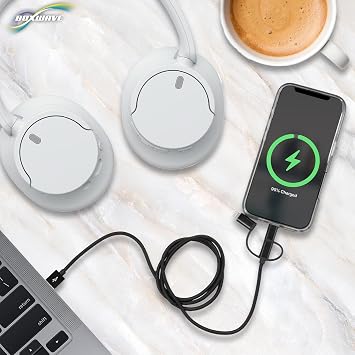 BoxWave Cable Compatible with JBL Charge 5 - AllCharge 3-in-1 Cable - Jet Black