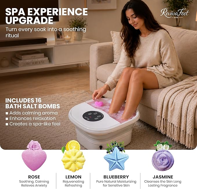 Spa de Pies Plegable con Masaje Eléctrico Rotatorio, Baño Caliente con Burbujas miniatura 4