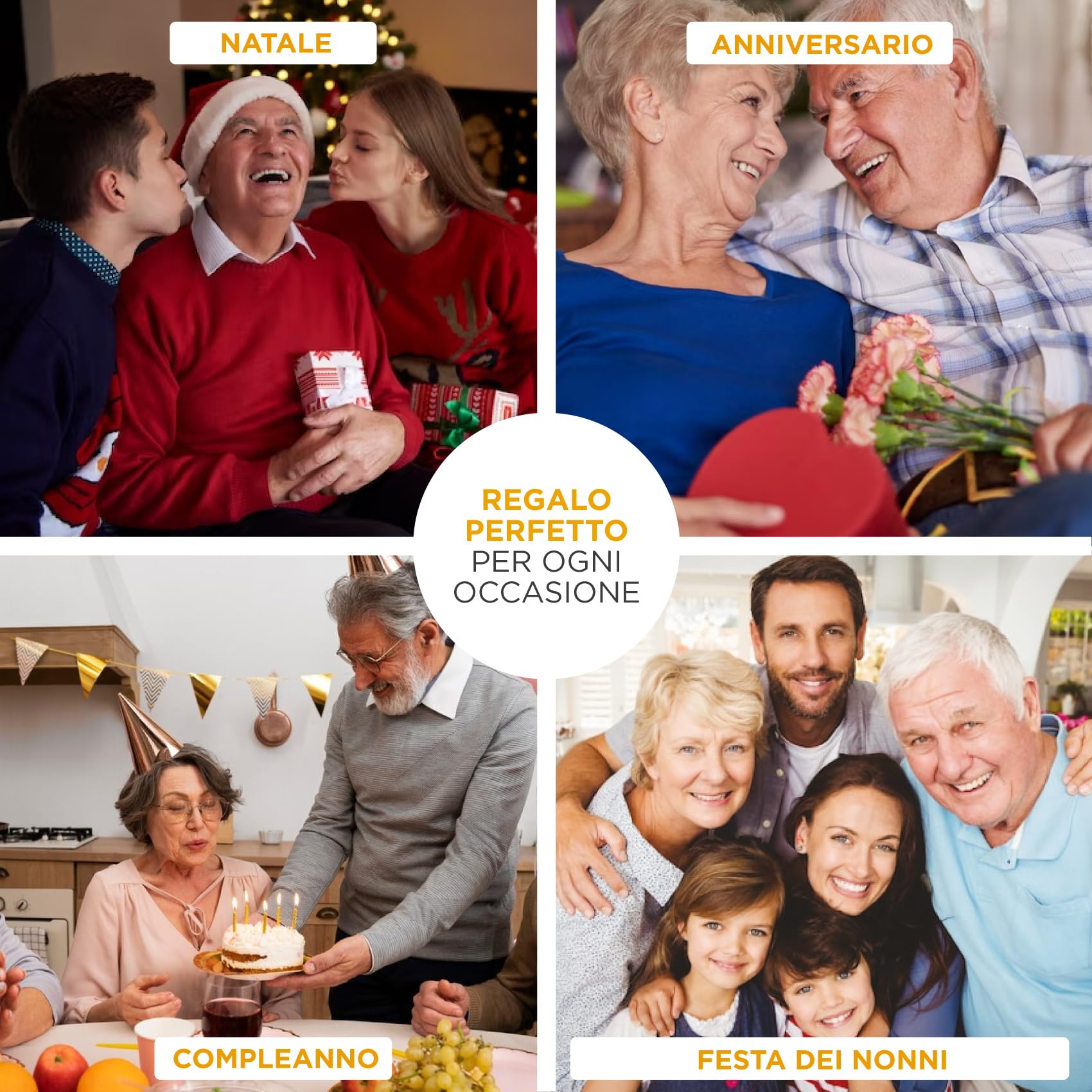 LASERO' Lampada Nonni Personalizzata - Stampa UV su Plexiglass con Base in Legno | Cornice Led Personalizzata Regalo Festa dei Nonni, Idea Regalo Nonna e Nonno Compleanno Personalizzato