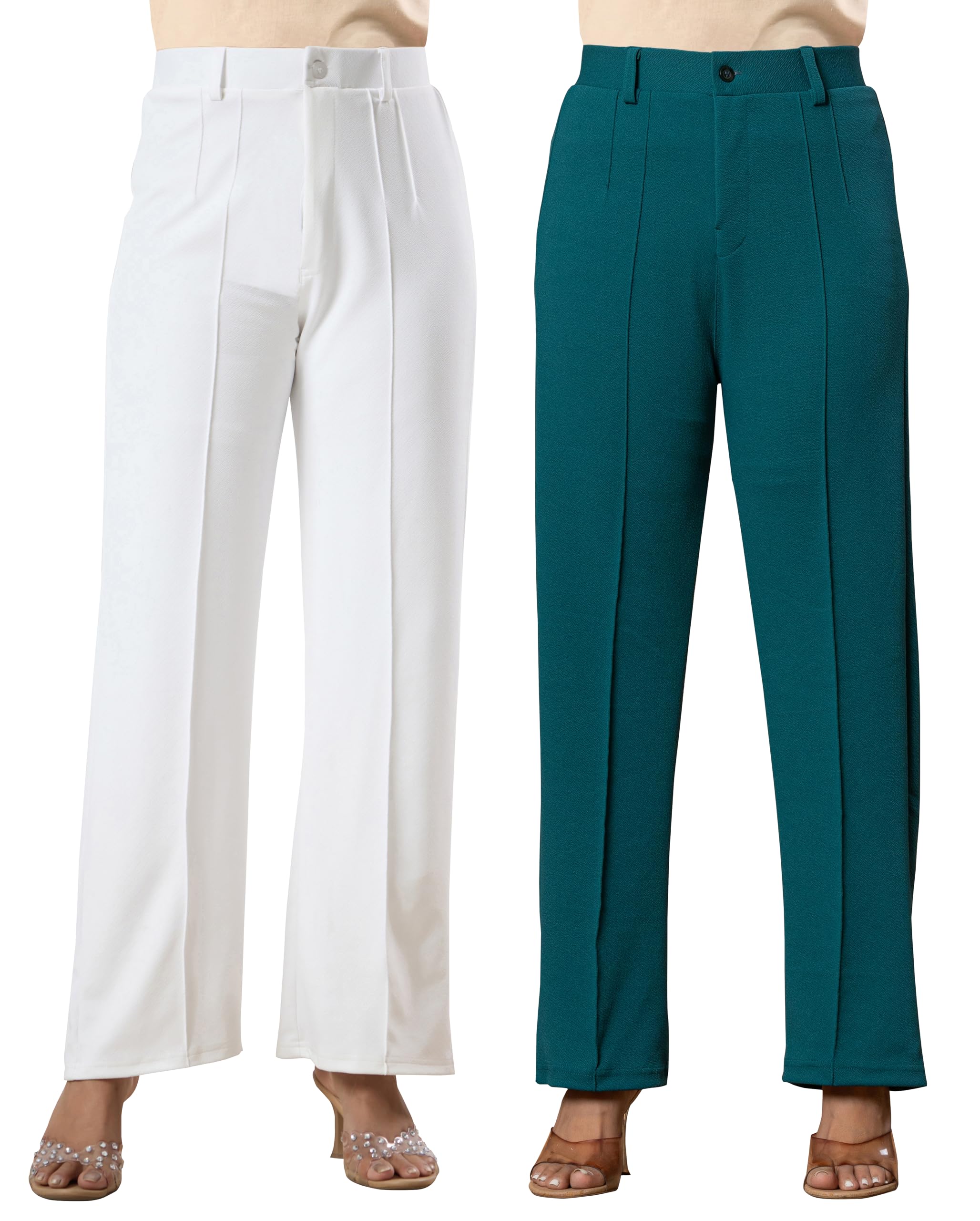 Women's Viscose Rayon Fabric High Waist Straight Fit Trouser Pant for Casual & Office Wear Formal Pants Pack of 2Pc-picture-47