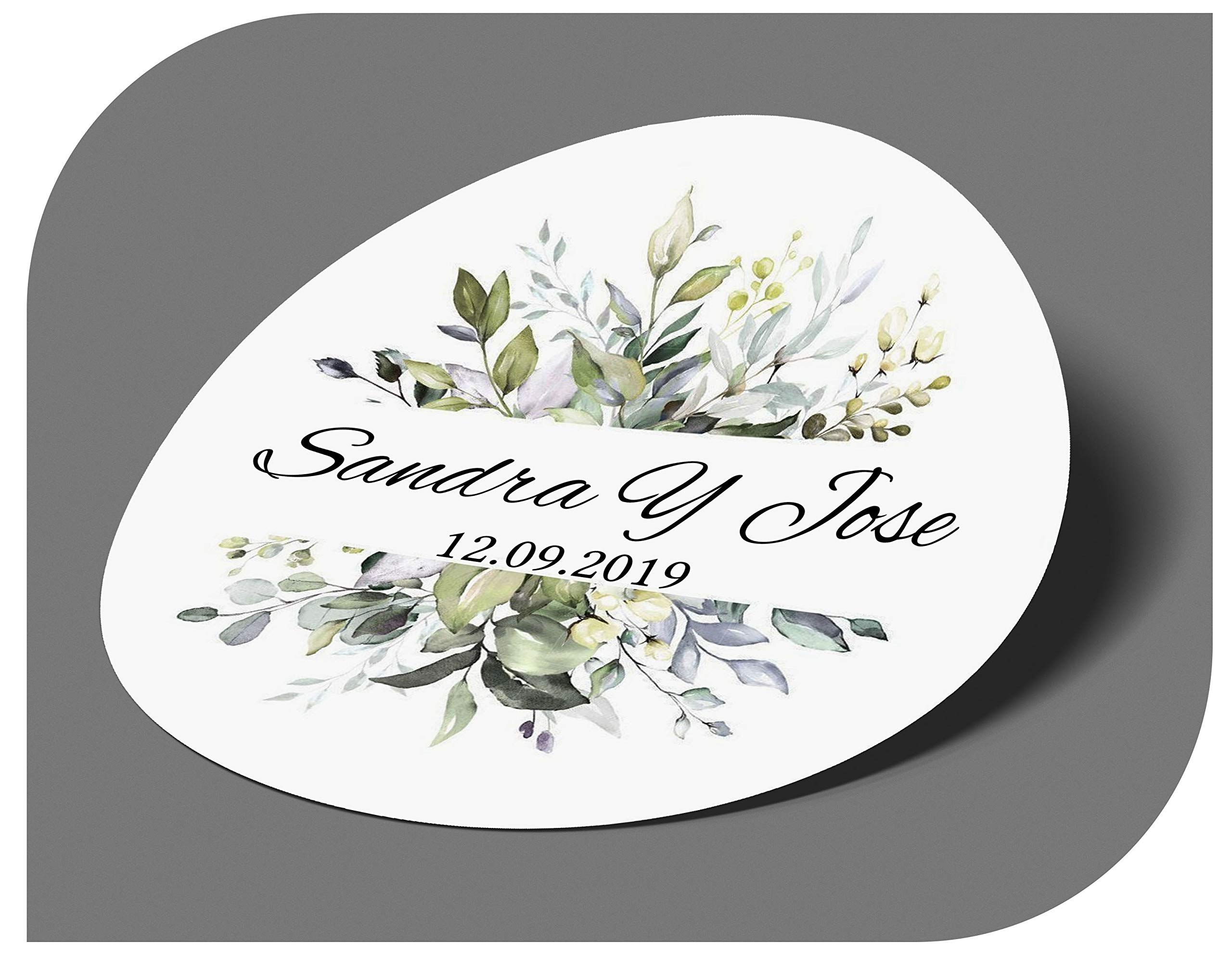 CrisPhy Pegatinas de Papel Personalizadas Boda con Nombre y Fecha, Etiquetas Adhesivas para Invitacion Boda Bautizo Compromiso Cumpleaños Fiesta Navidad Vintage Sellos