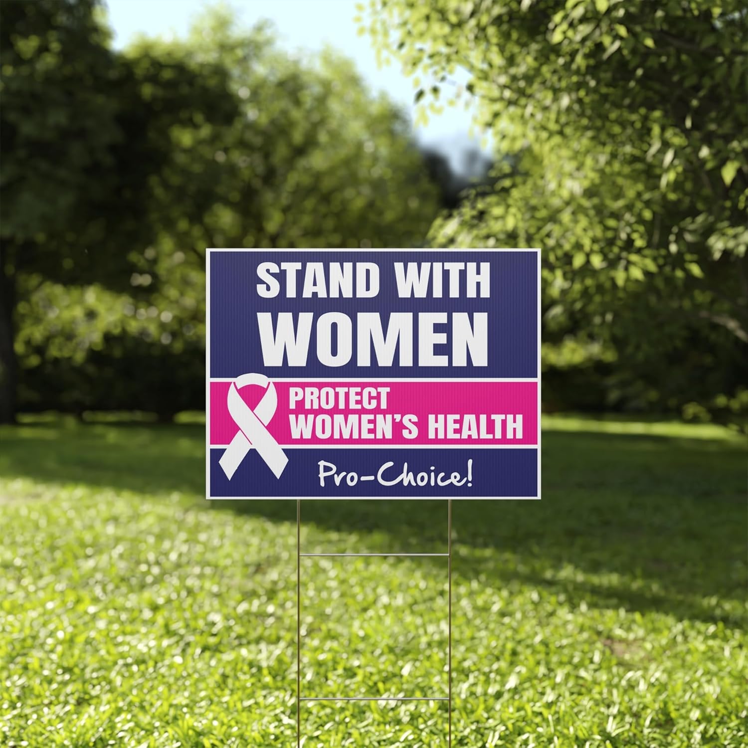 Stand With Women Yard Sign, Protect Women’s Health, Pro Choice, My Body My Choice, Women’s Rights, Full Color Double-Sided Weatherproof Outdoor Signs with Metal H-Stake (Blue, Pink, 24x18 Inches)