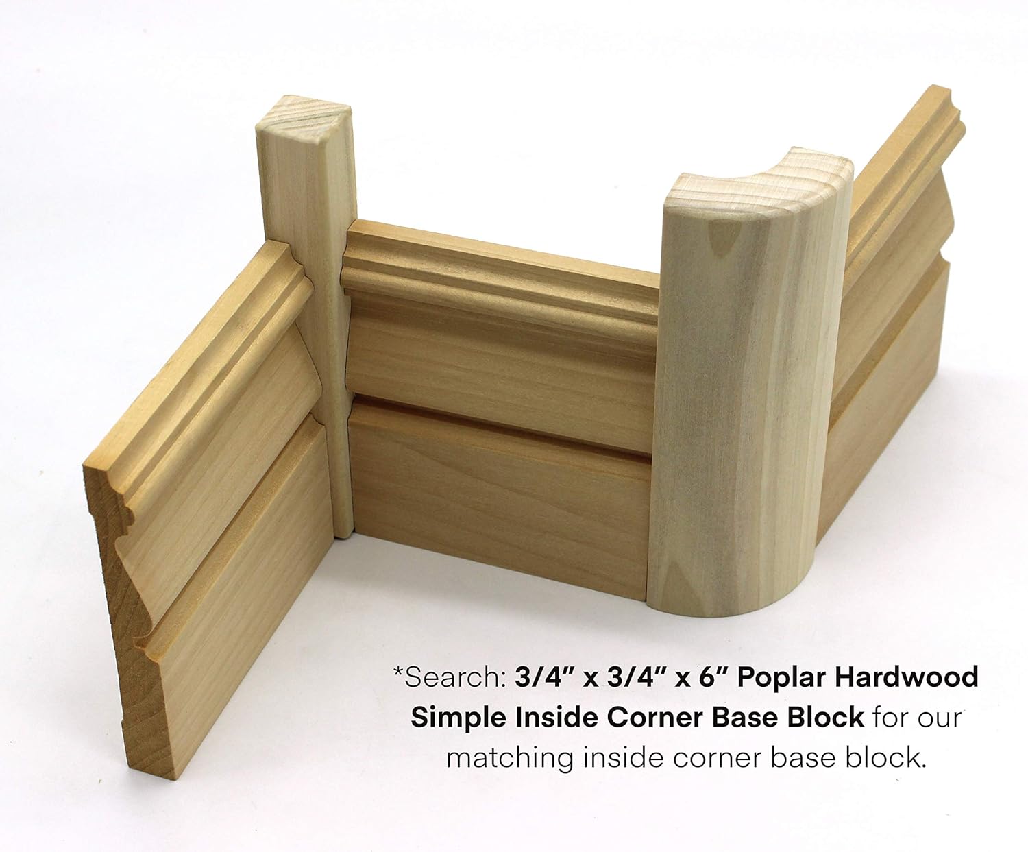 3/4" x 2 1/4" x 6" Poplar (Paint Grade) Outside Radius Corner Base Block Bullnose - Fits 3/4" Radius (10)