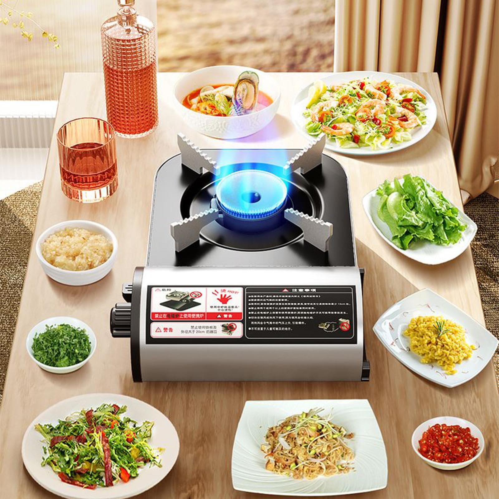 Tragbarer Campingkocher - Tragbarer Campingkocher Brenner - 2100W Windgeschütztes Kochwerkzeug Leichtes Küchenzubehör Für Outdoor Indoor Grillen Backpacking
