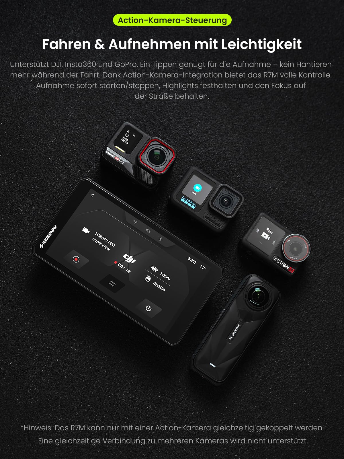 R7M 7" Wireless CarPlay & Android Auto für BMW Motorräder – Native Wonder Wheel- und Actionkamera-Steuerung | Echtzeit-Datenauslesung (TPMS/RPM) | OTA-Updates | 1200-Nit IP69K GPS | NAV Prep