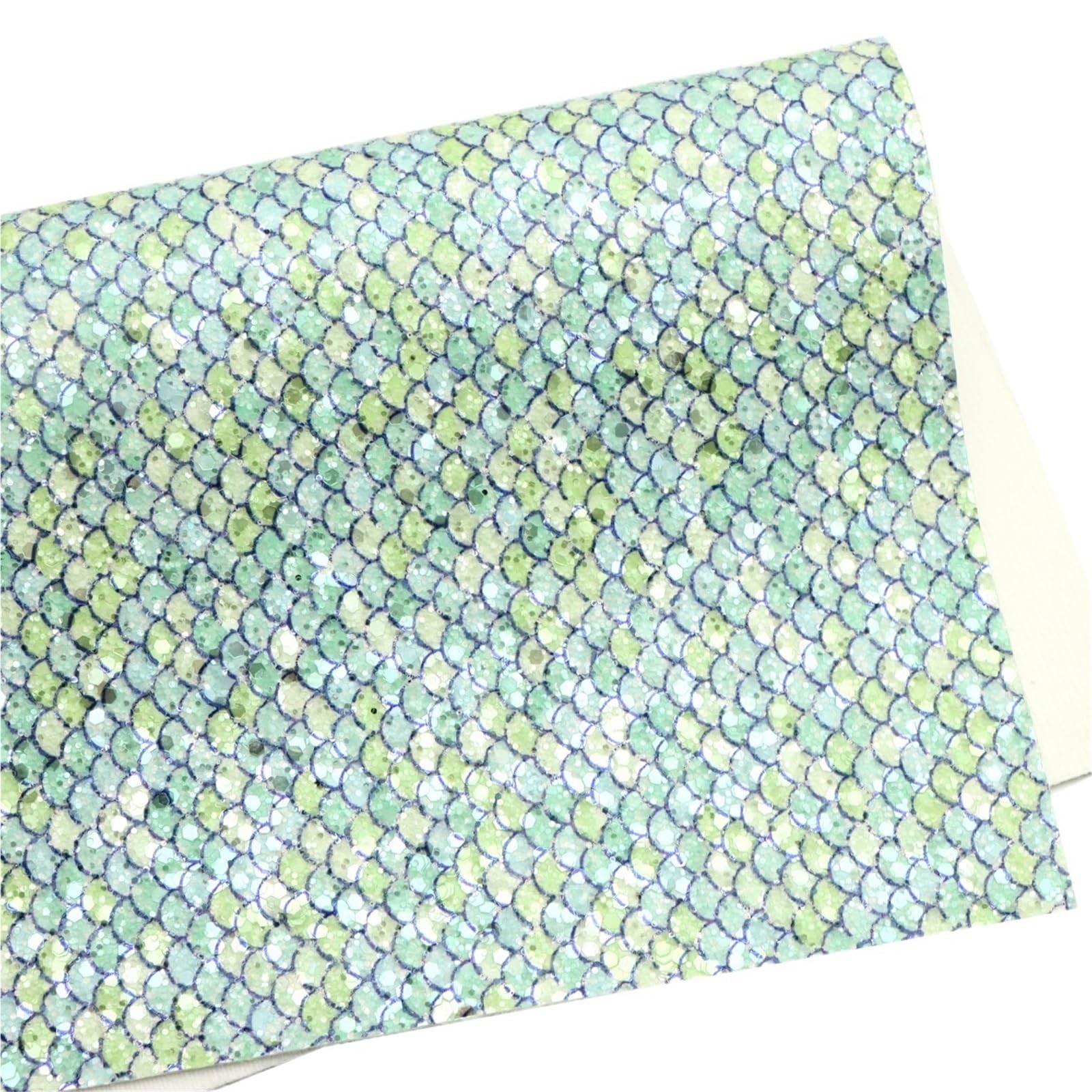 2pcs 7.87x12.99inches Scale Pattern Faux Leather Sheets Sequins Shimmer Chunky Glitter Synthetic Fabric(Color-07)