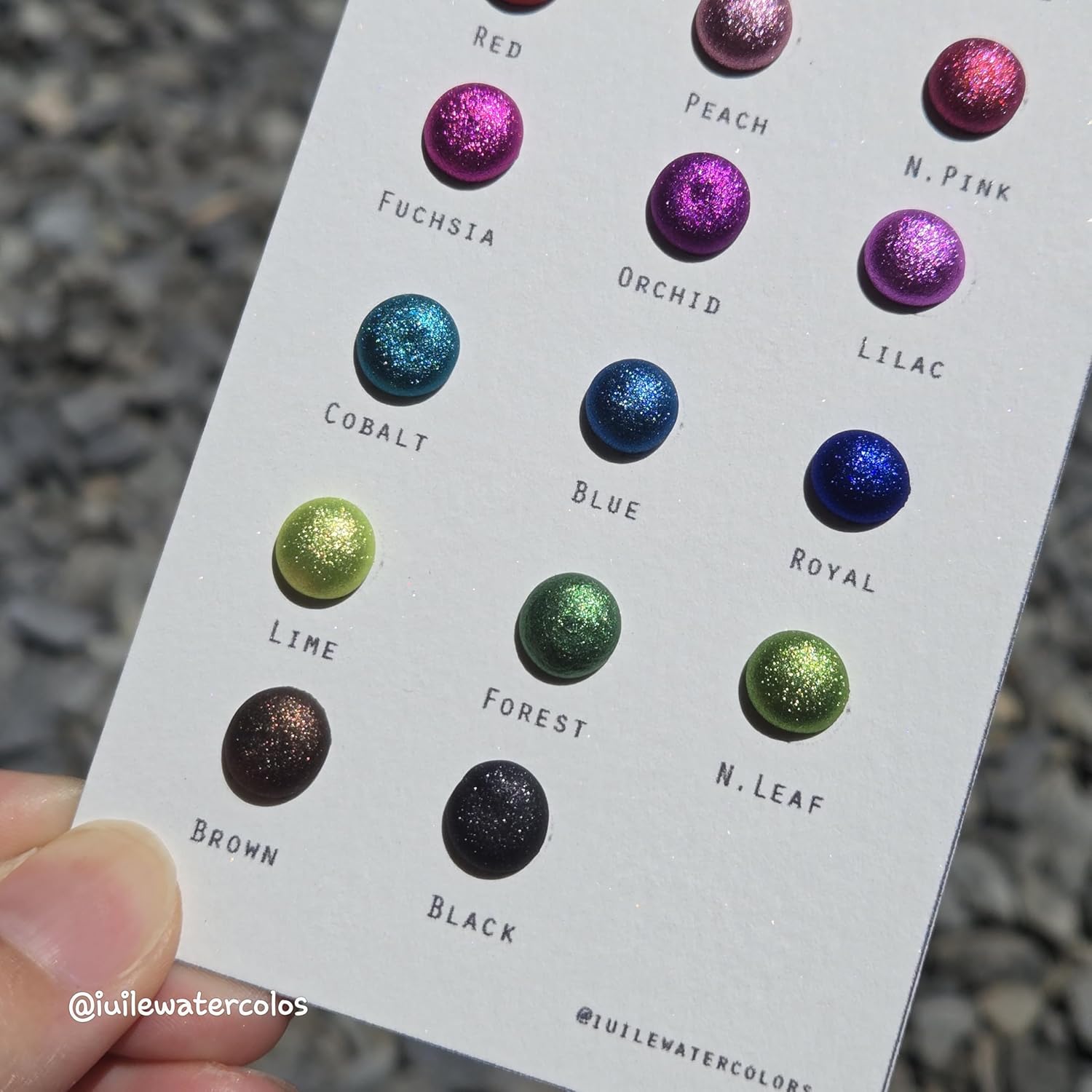 IUILE Handmade Watercolor Paints - Christmas Dot Card (20 colors). Chrome, Metallic, Shiny, Shimmer