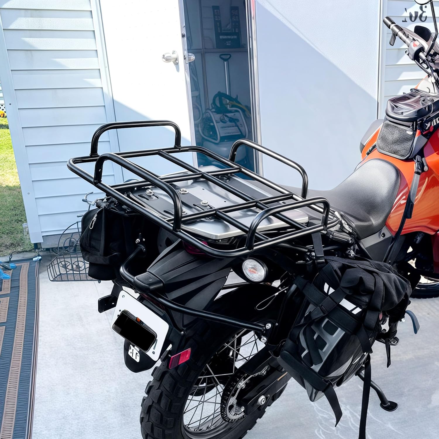 Food Delivery Box Rack Rear Grille, 80kg Loading Delivery Food Box Rack with Guardrail Delivery Food Bag Rack Universal for Motorcycle Electric (inner diameter 50/40)