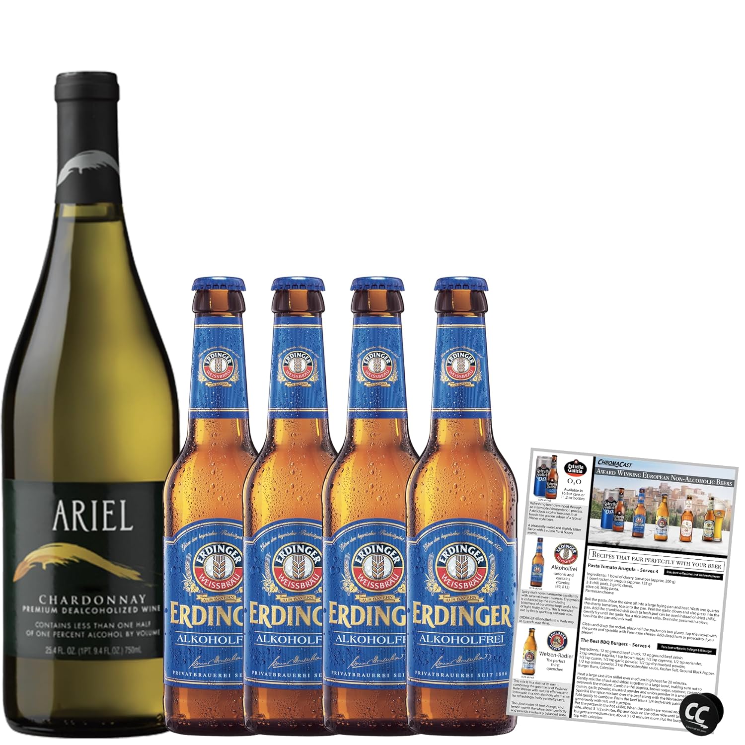 Non Alcoholic Beer and Wine 5 Pack Erdinger Weissbier and Ariel Chardonnay Business