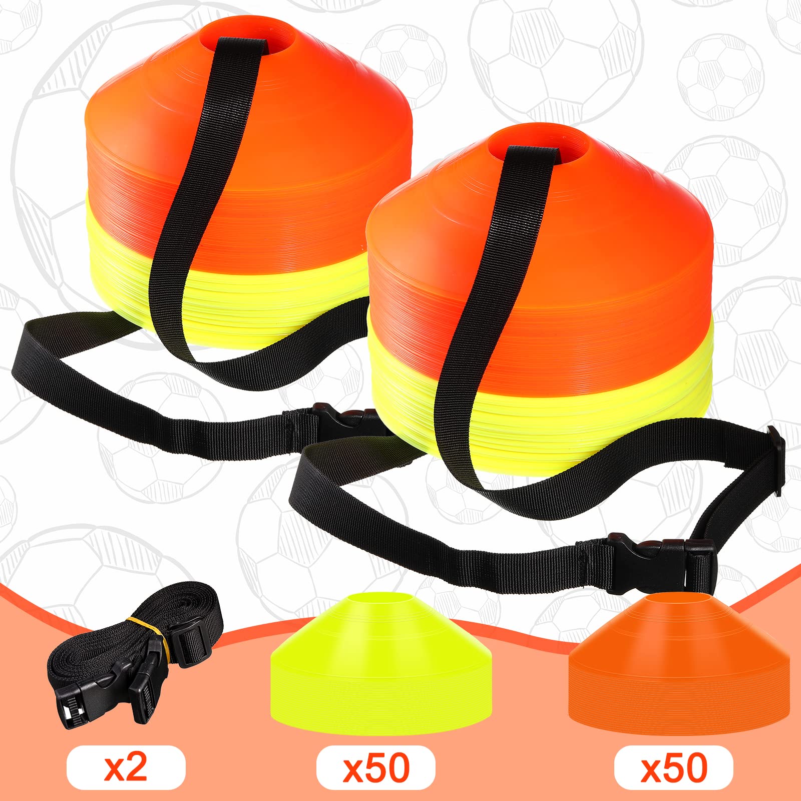 100 Pieces Mini Soccer Cones For Sport Drills 5 Inch Agility