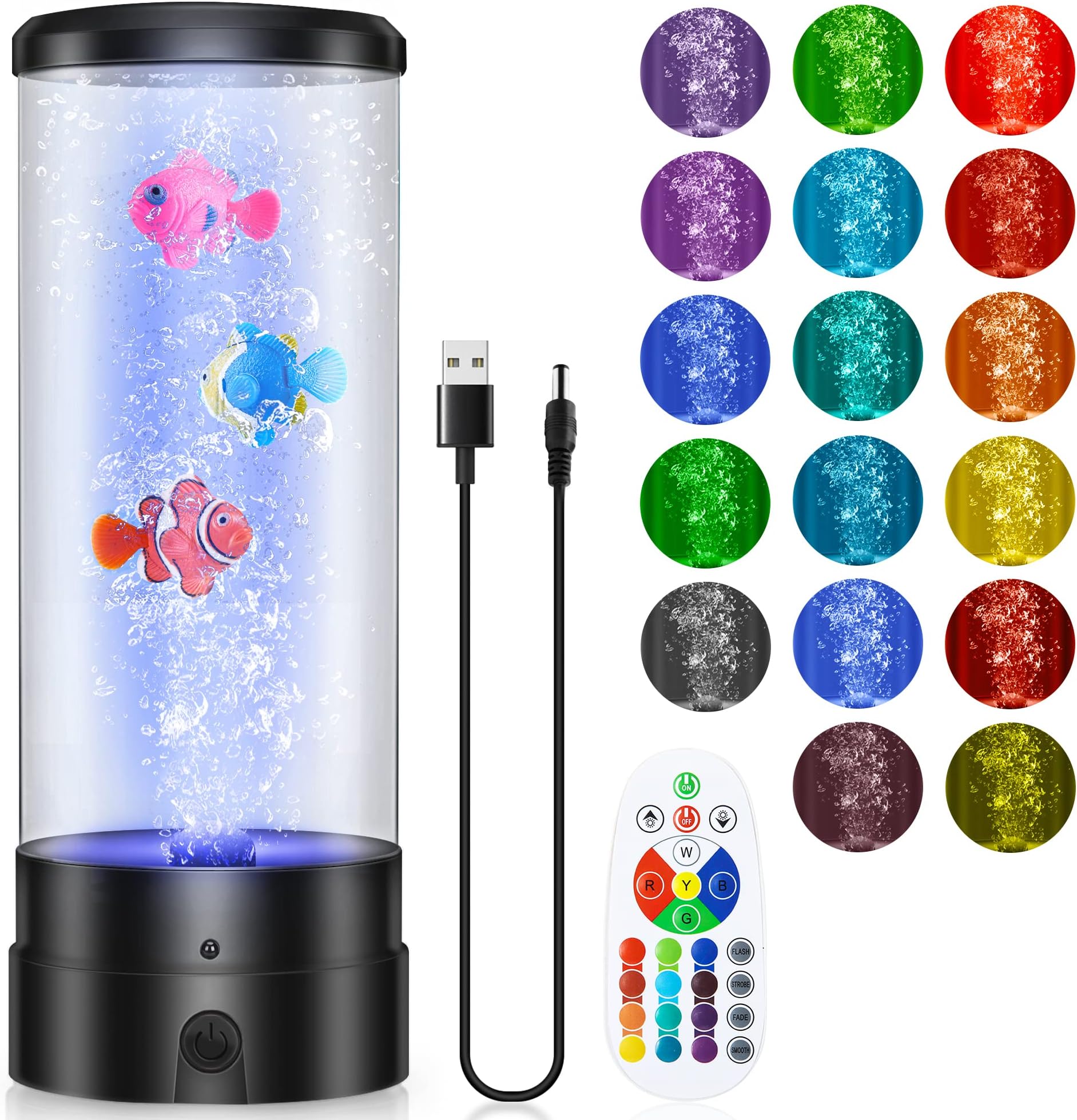 VEVOR Lavalampe Mit Schwebenden Fischen - 100 Cm Blasenlicht Mit 16 Farben & Fernbedienung