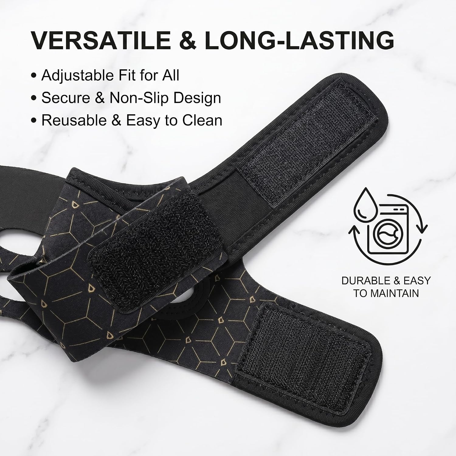Adjustable Chin Strap for Face Support, Soft & Breathable Jaw Support Wrap, Reusable Face Strap with Secure Fit for Daily Use and Sleep, Lightweight Design for Women and Men (Black)